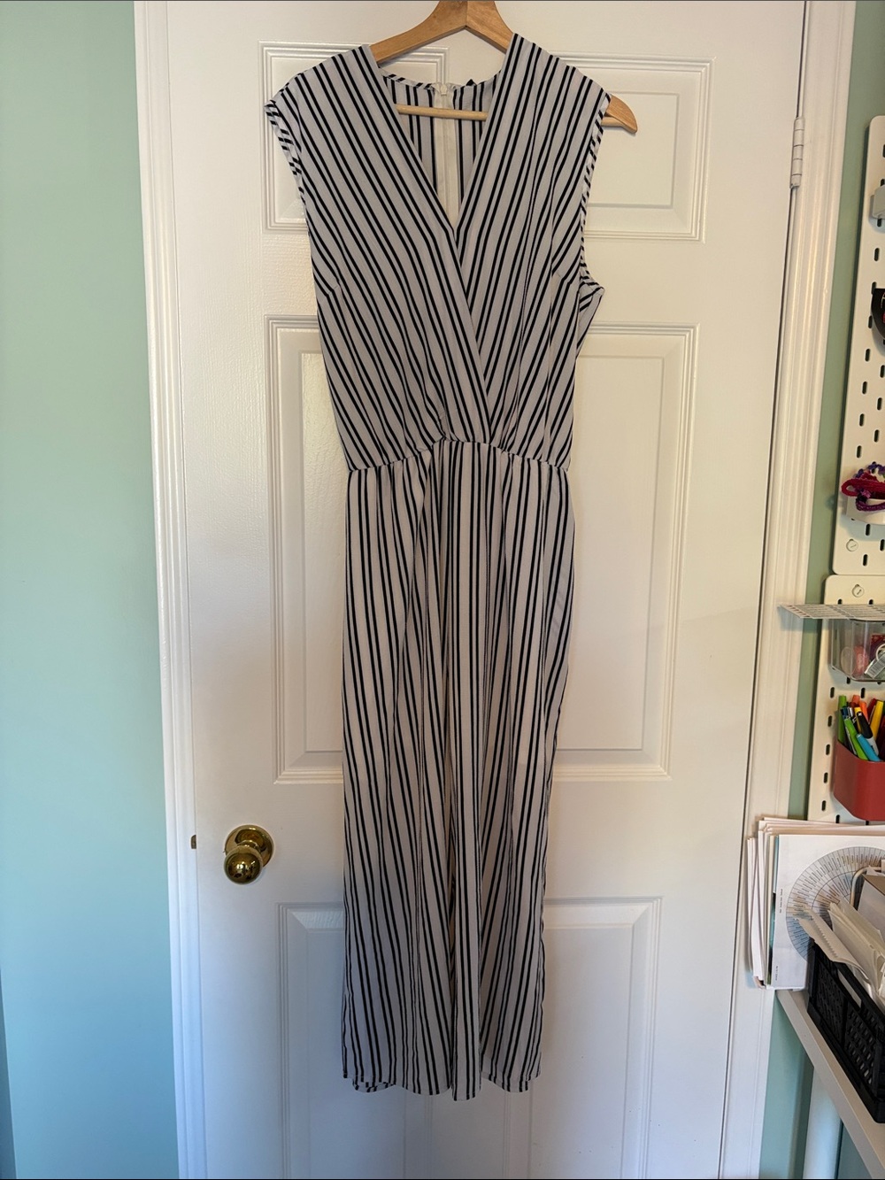 George Black & White Striped Sleeveless Jumpsuit